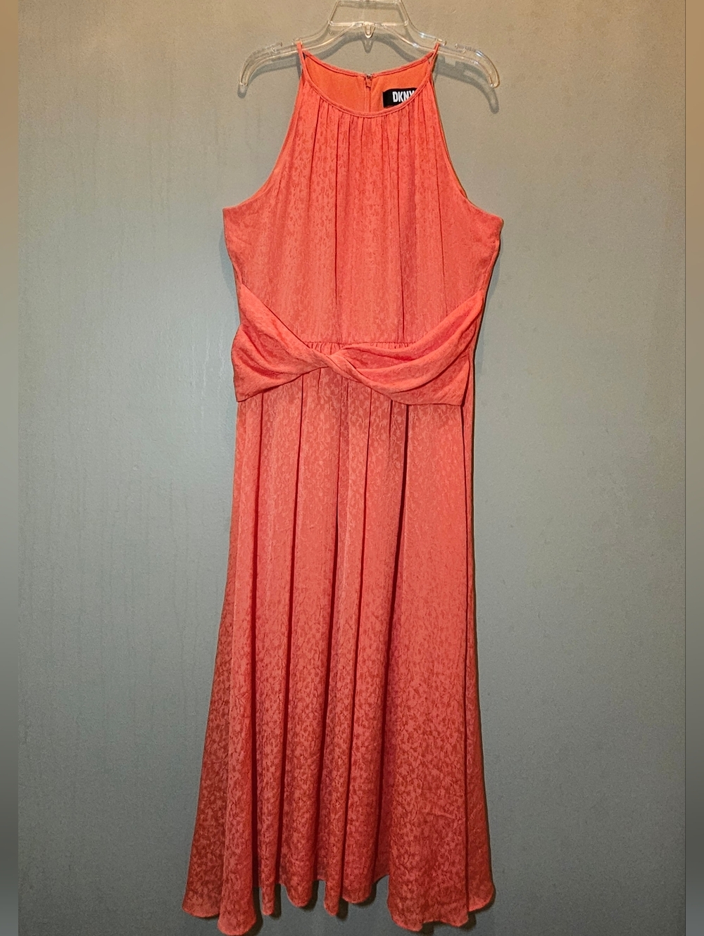 DKNY Bright Coral Orange Sleeveless Dress